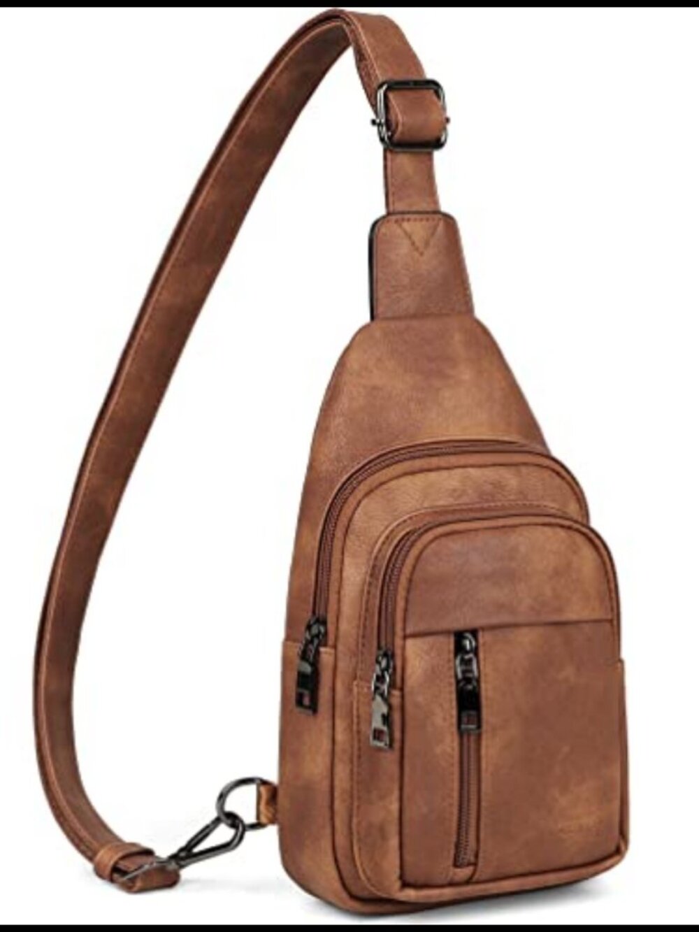 Faux Leather Sling Bag Crossbody Fanny Pack Convertible Hands-Free